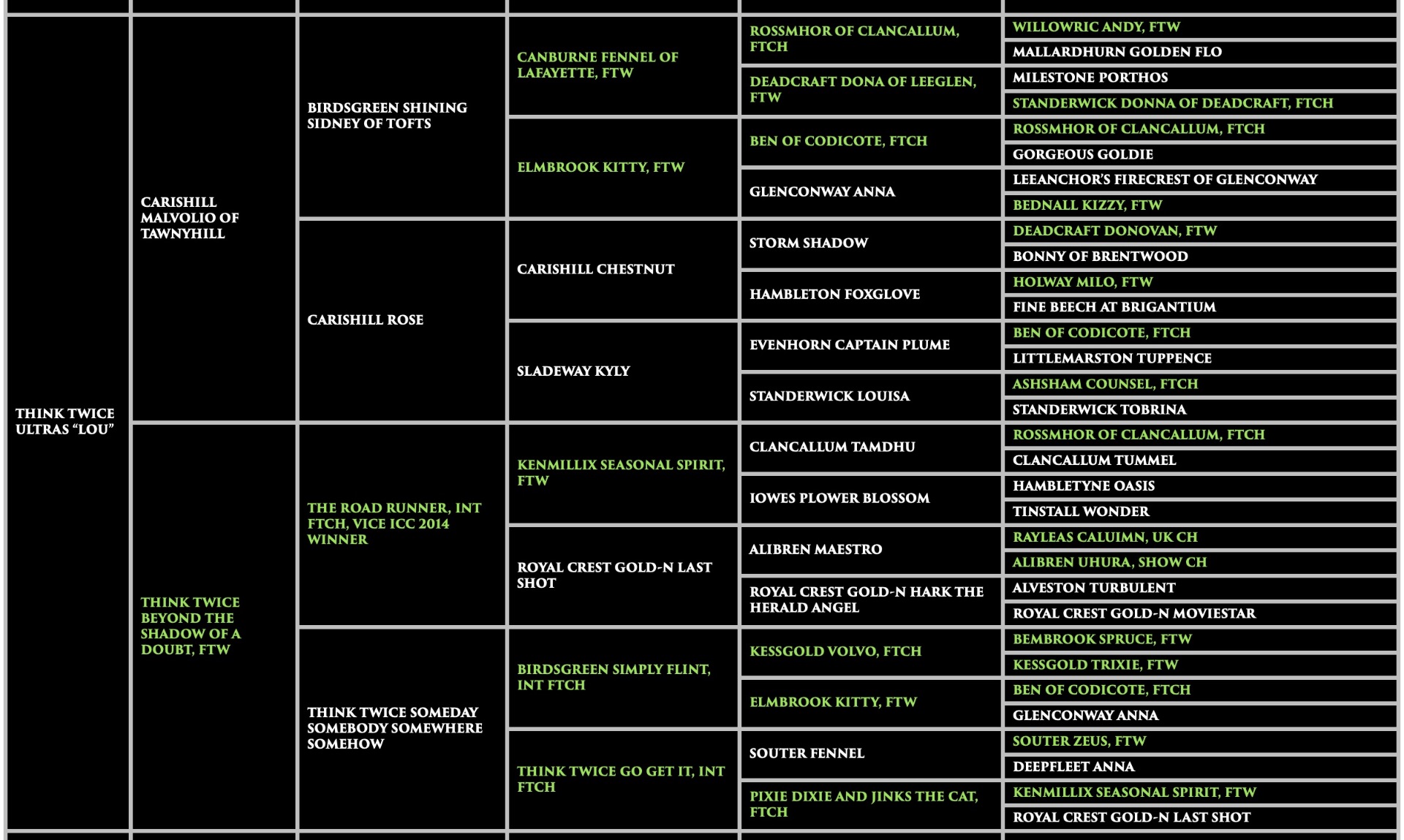 Lou - Think Twice Ultras Pedigree